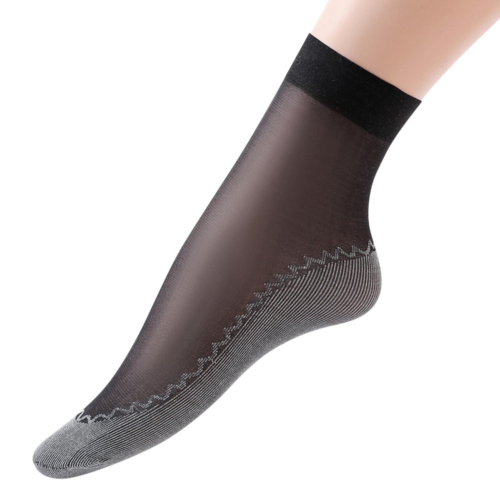 thumbnail image 3 of 5 pares de calcetines tobilleros antideslizantes de algodón con estampado liso para mujer: diseño invisible y transpirable, talla única para la mayoría de adultos., 3 of 5